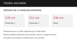 Medidas Toorx ASX-6000: 170 × 212 × 230 cm
