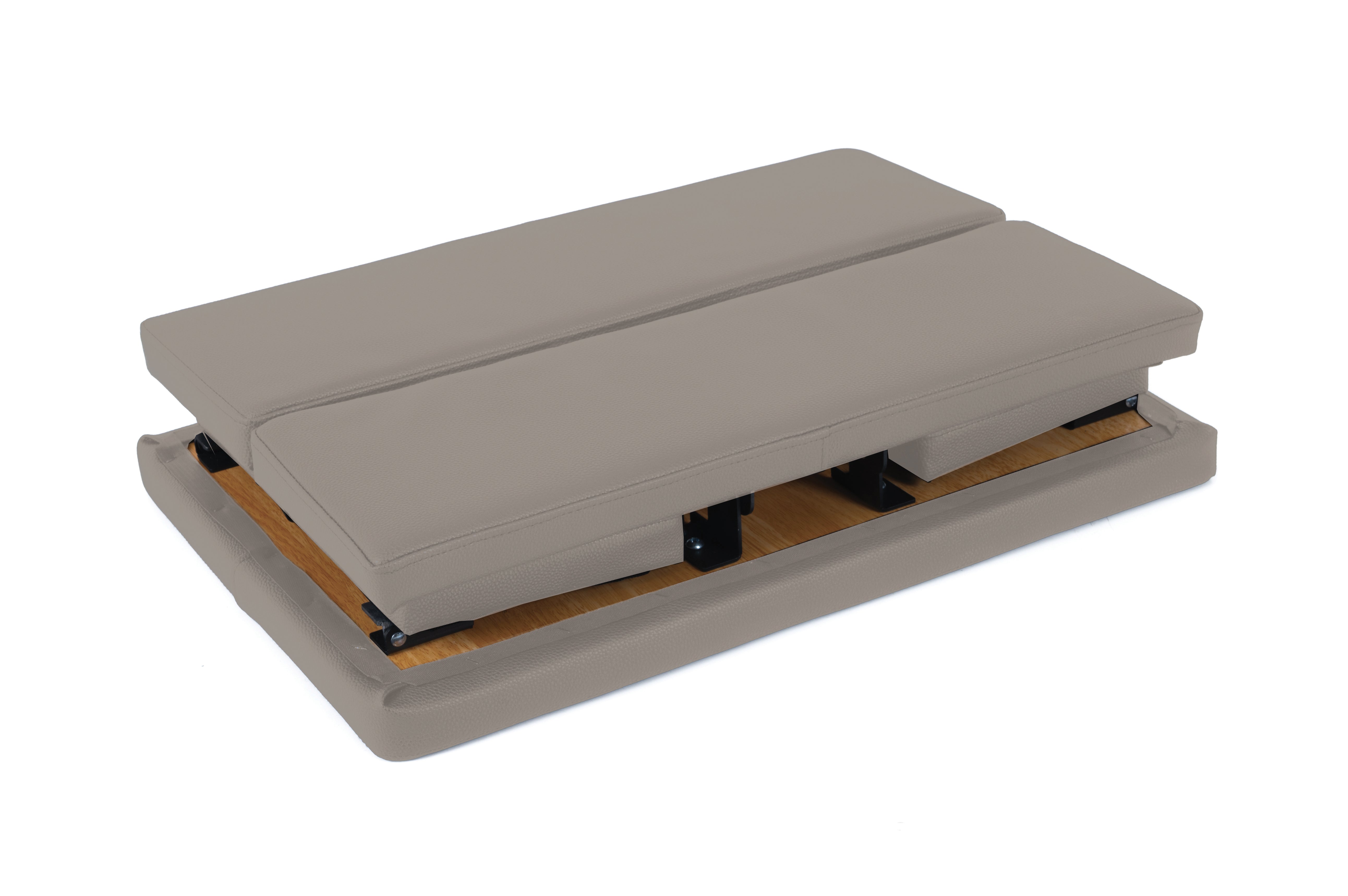 Cajón Liveness BOX-PTX3-2 en color arena, vista de sus paneles y estructura plegada